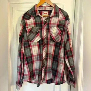 Levi’s Western Plaid Shirt - Men’s XL Pearl Snap Country Style Button down